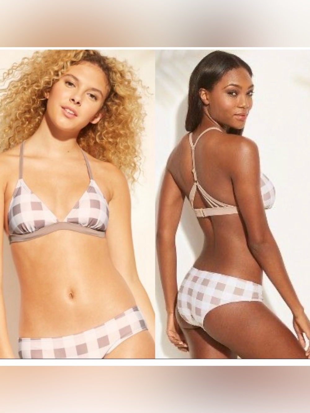 2pc Sexy Cute Plaid Bikini Set👙 small tan white **2 for 20**